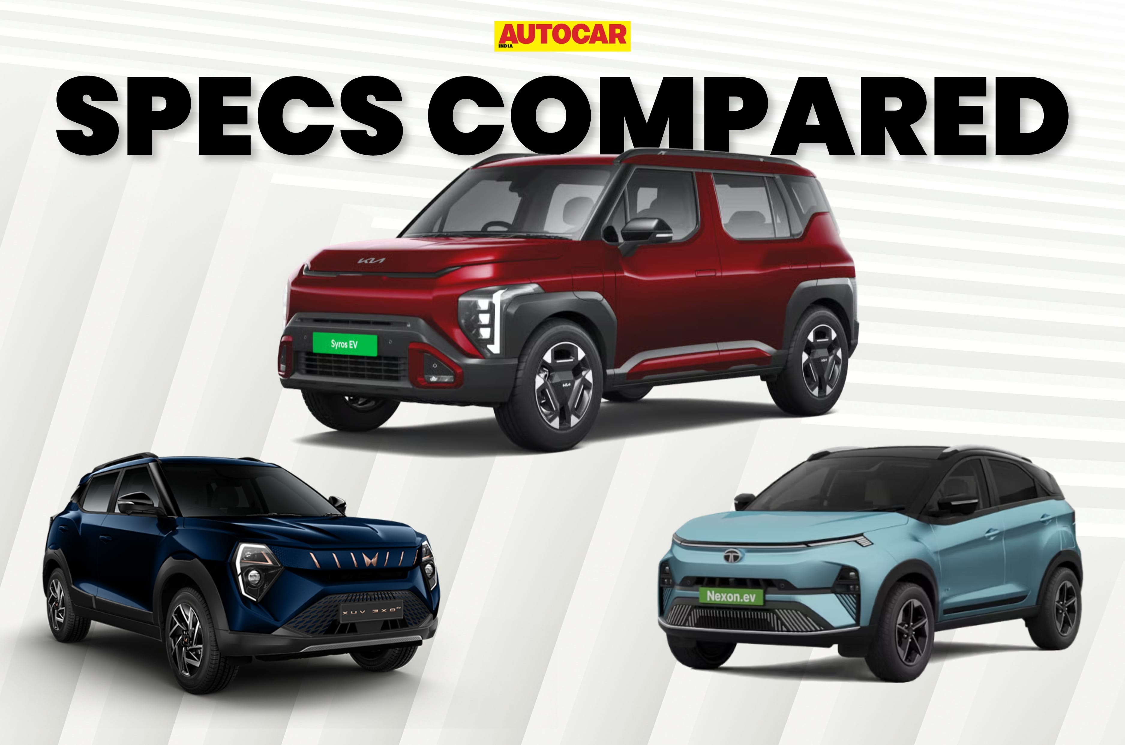 Kia Syros EV vs Nexon EV vs XUV 3XO EV: Specifications compared