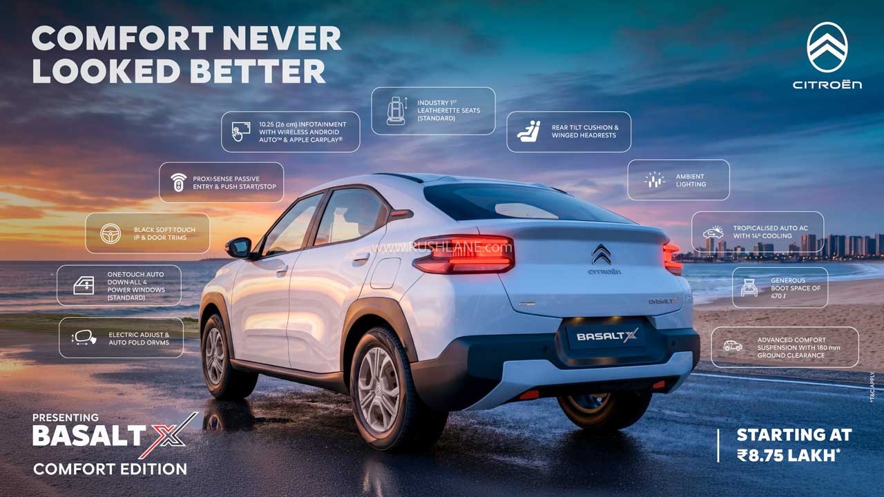 Citroen Basalt X Comfort Edition Launch Price Rs 8.75 Lakh – More Features