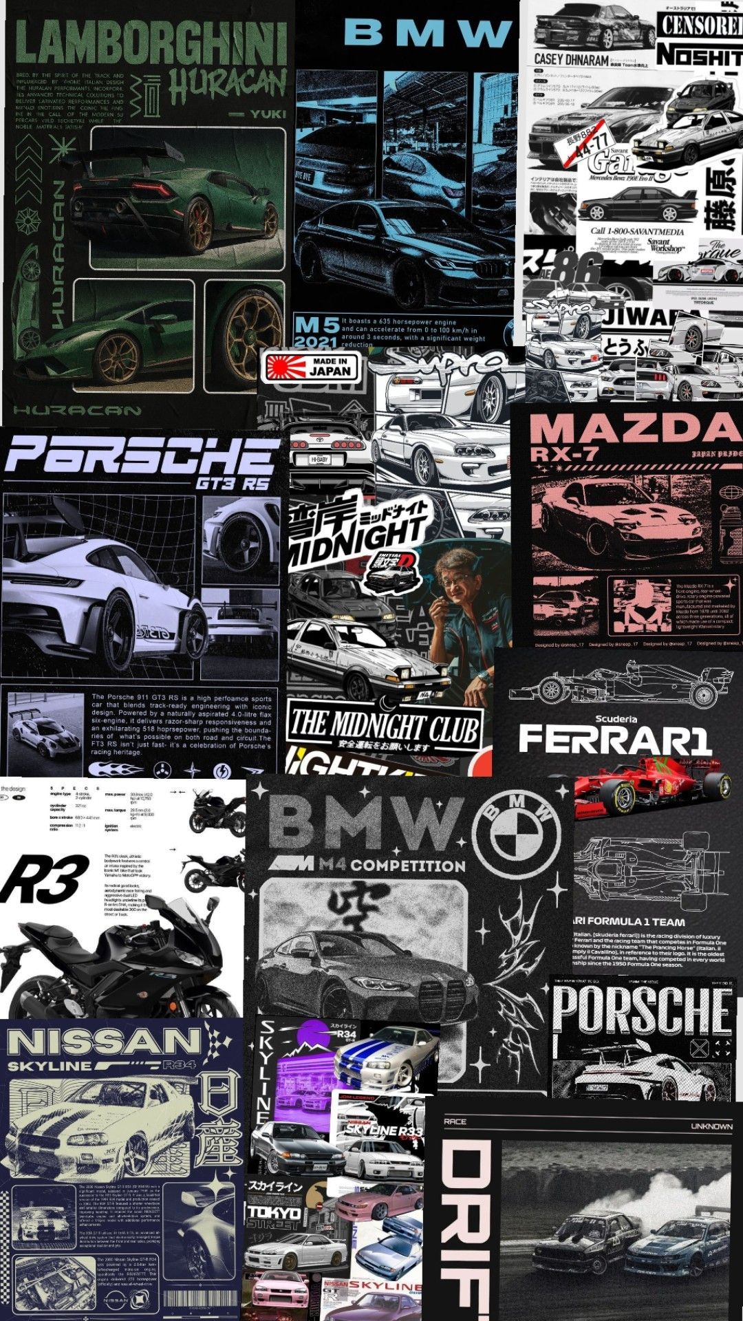 a collage of different cars and advertisements