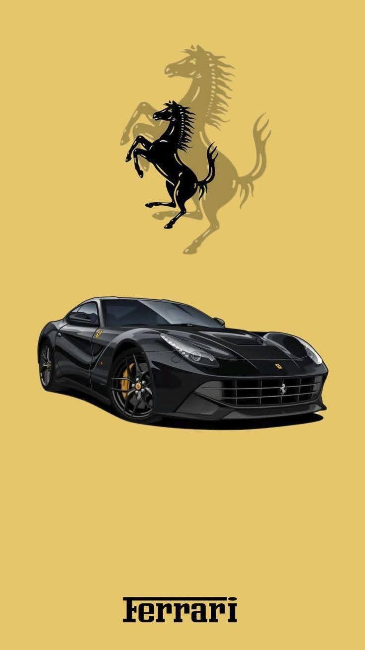a ferrari sports car on a yellow background
