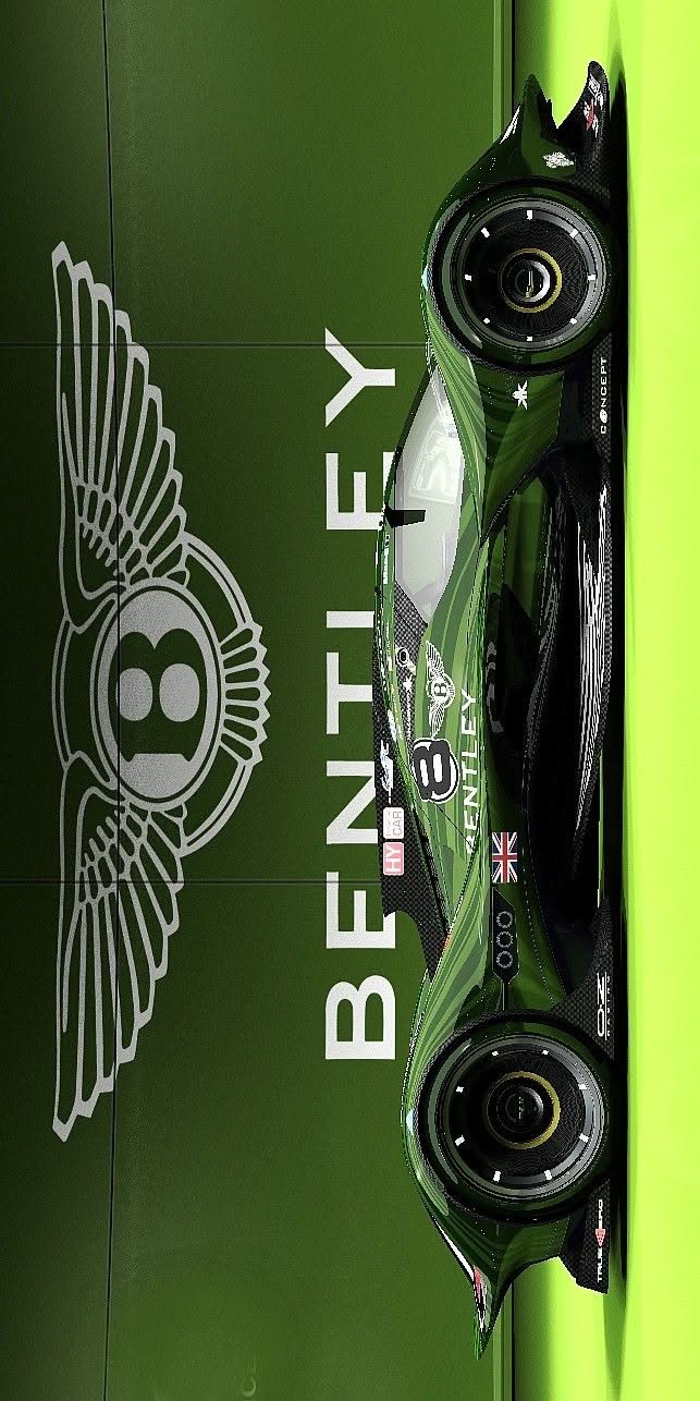 a green race car with the number 80 on it's side is parked in front of an advertisement for bentley