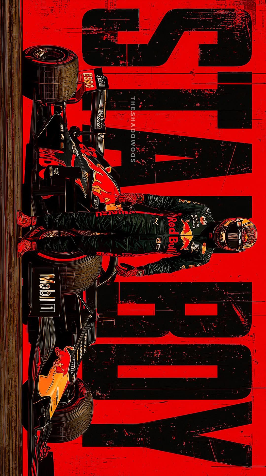 a red and black poster with an image of a person on a motorcycle