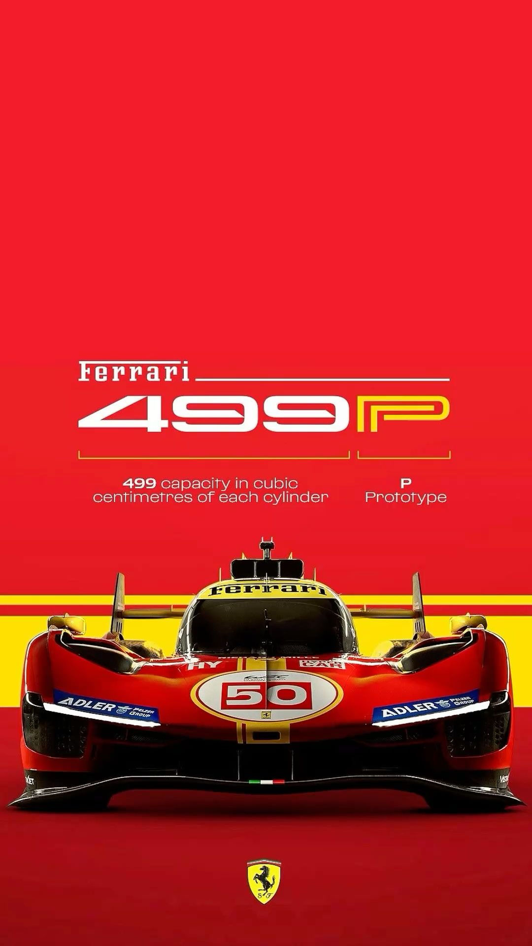 a red and yellow race car with the number 50 on it's front end