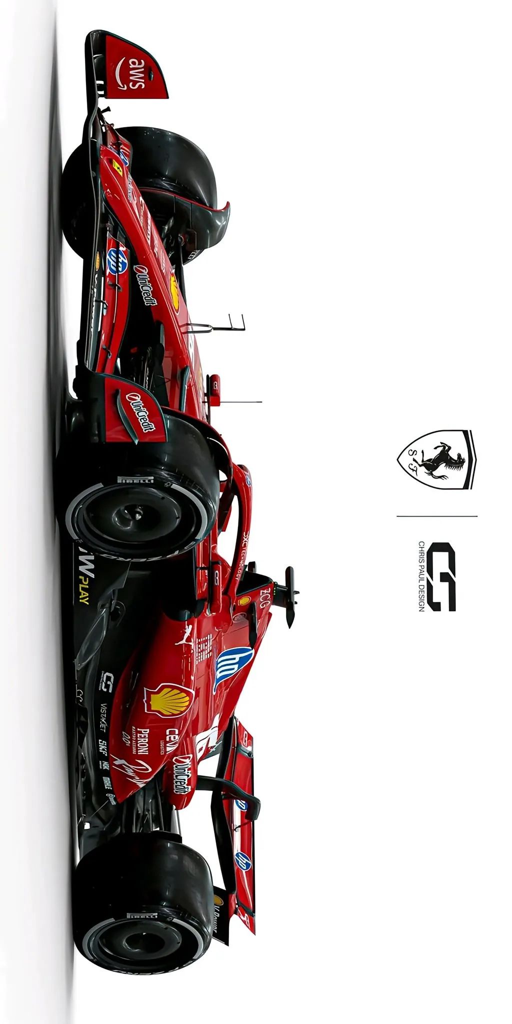 a red race car is shown from above