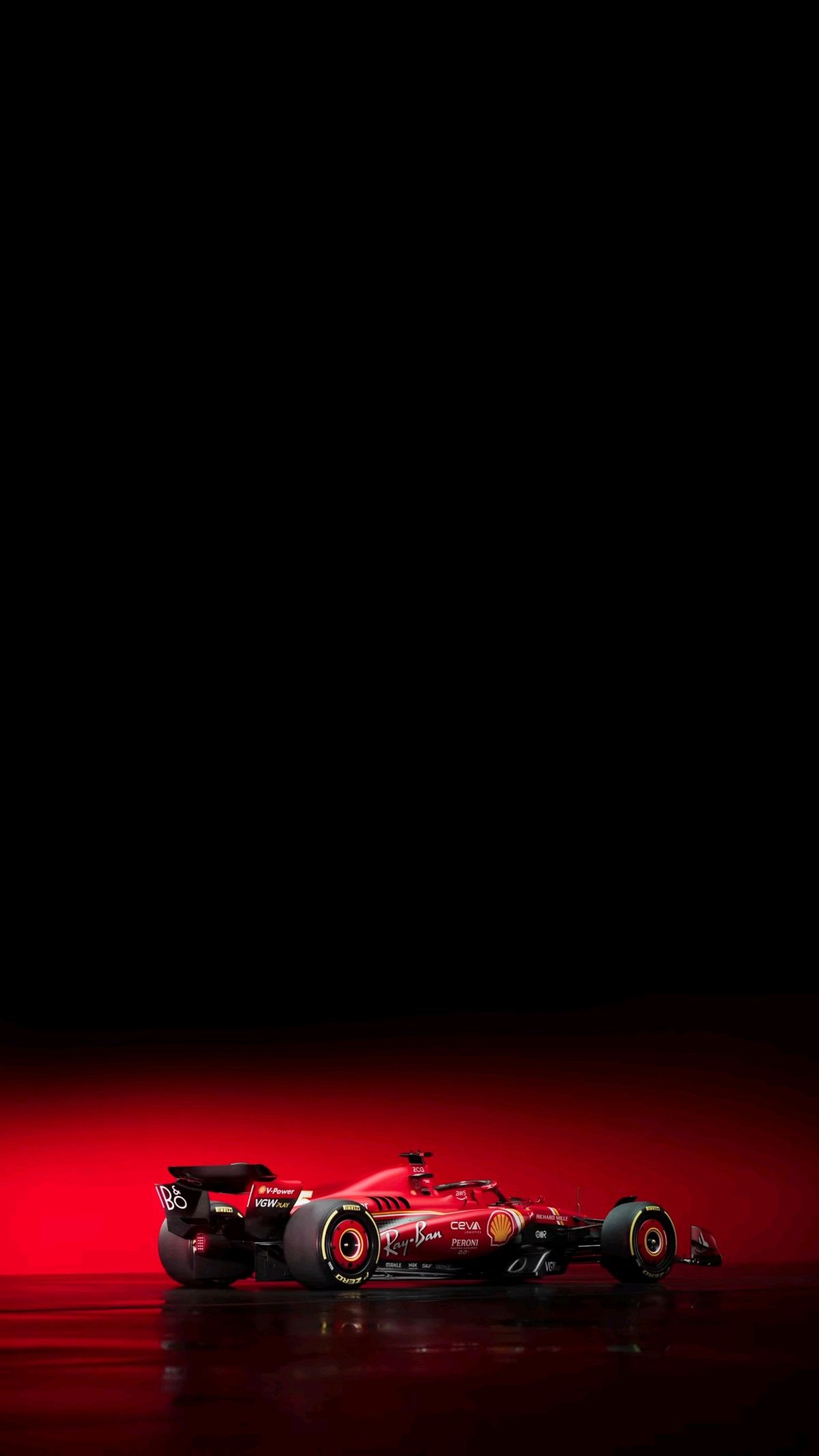 a red race car on a black background