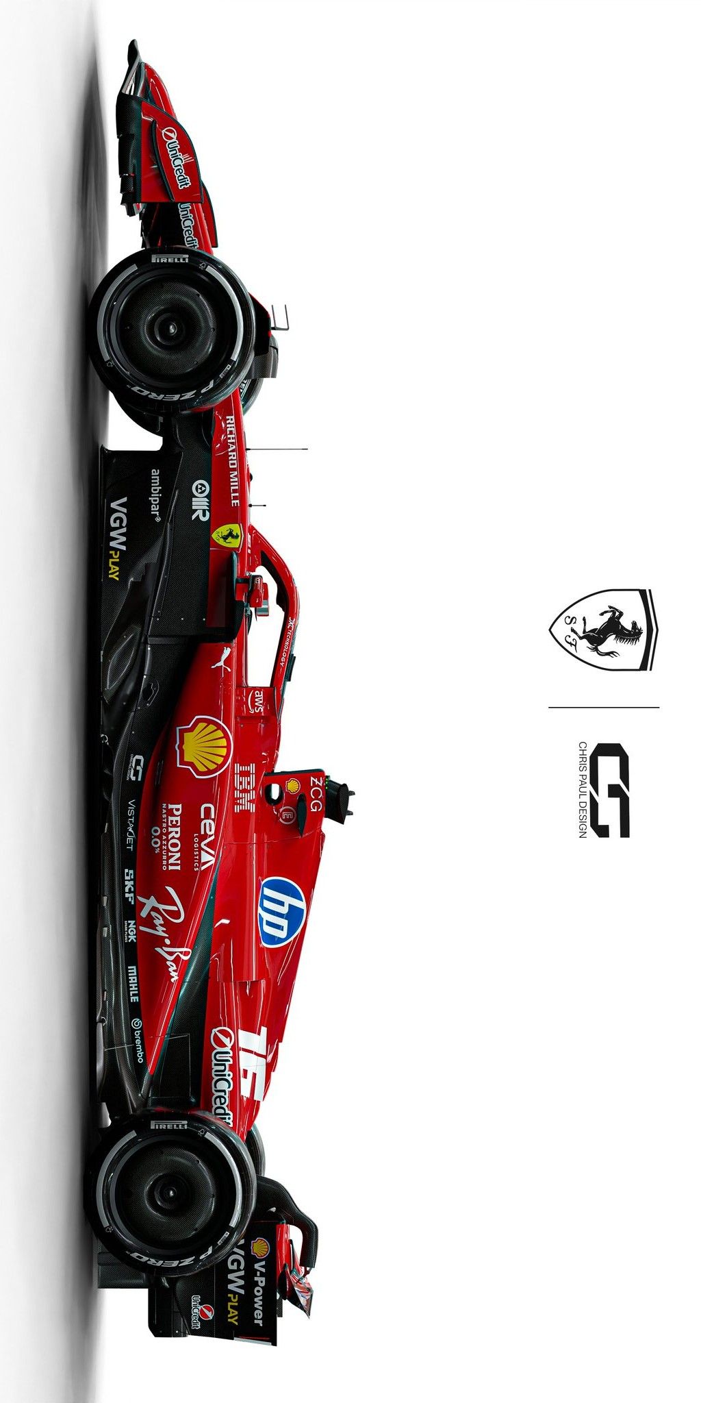 a red race car parked next to a white wall