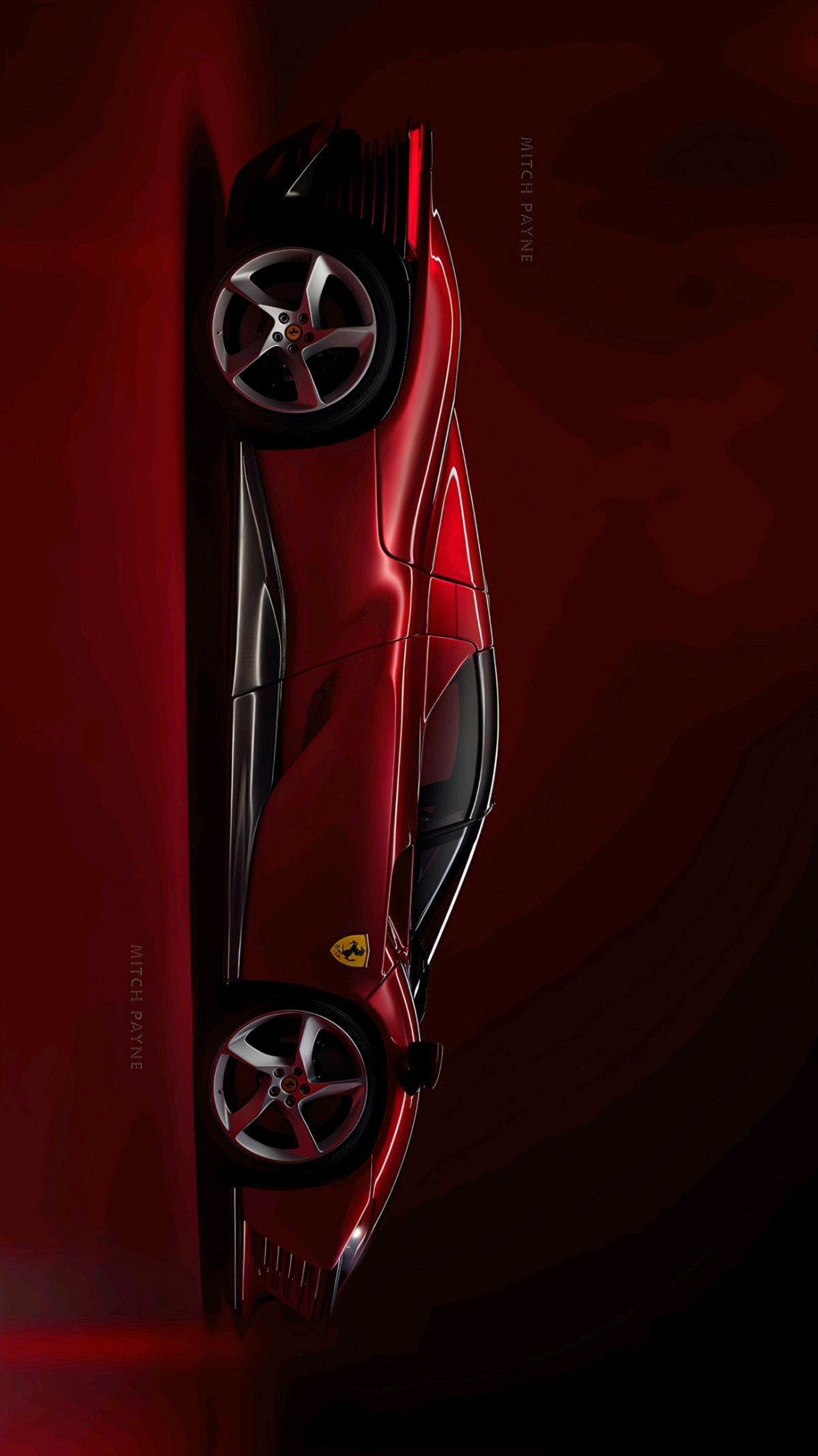 a red sports car is shown from above