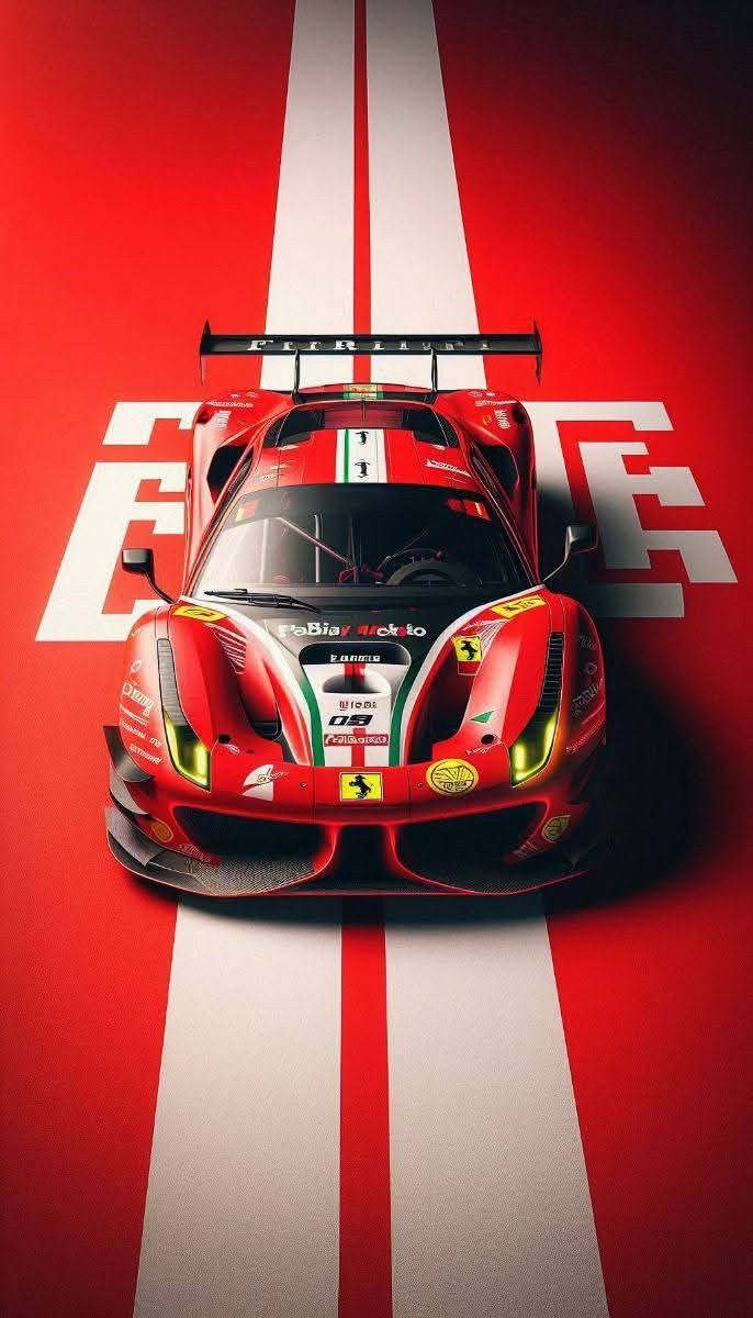 a red sports car on a racing track with white stripes and the words porsche written across it