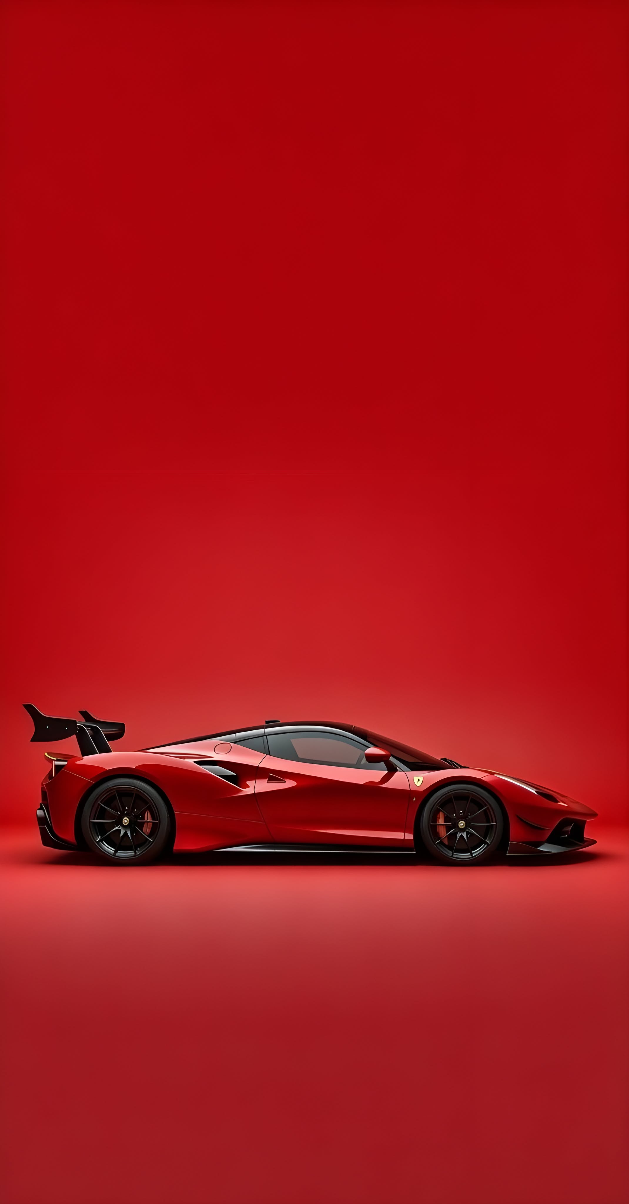 a red sports car on a red background