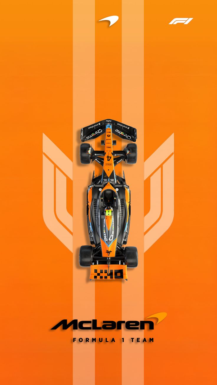 an orange race car with white stripes on the front and side, as seen from above