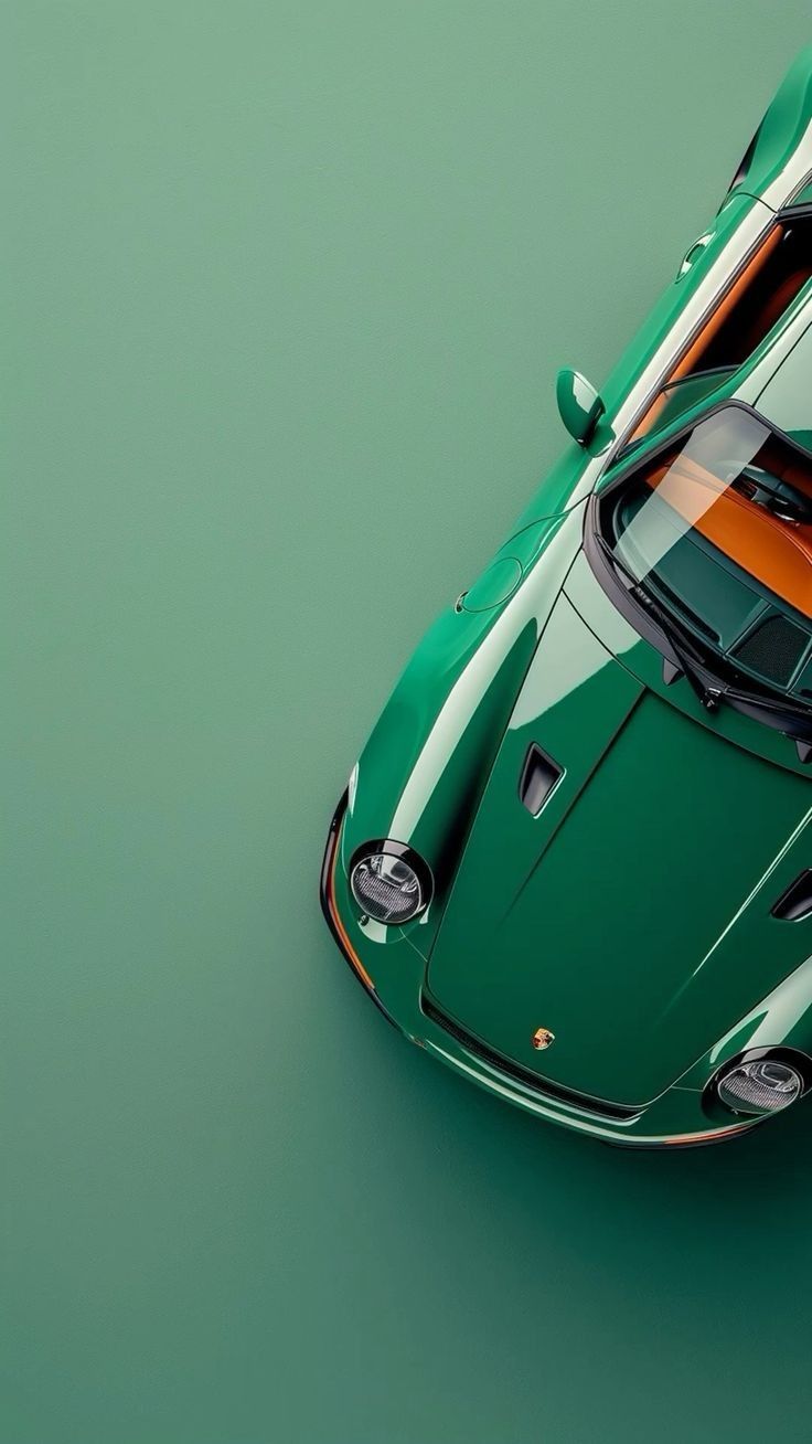 an overhead view of a green sports car
