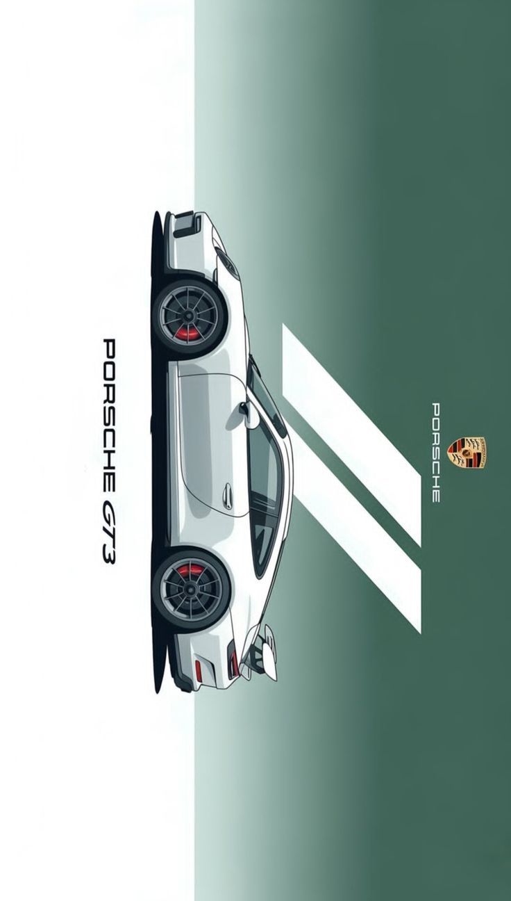 an overhead view of a white sports car with the word porsche on it's side