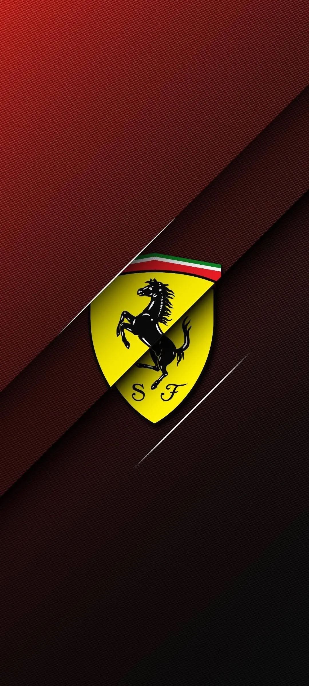 the ferrari logo is shown in red and yellow