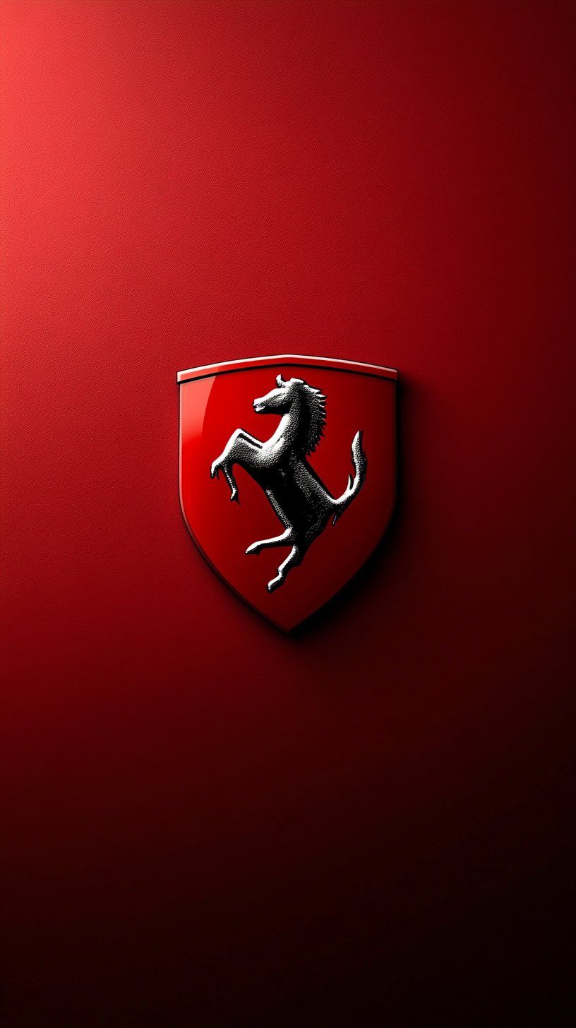 the ferrari logo is shown on a red background