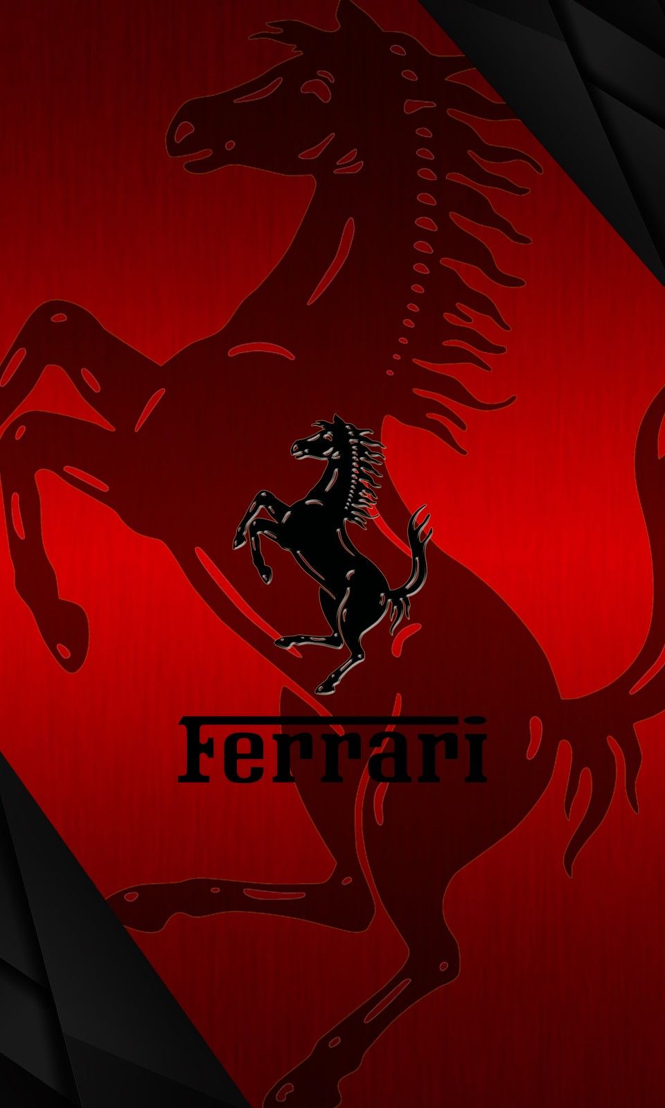 the ferrari logo on a red and black background
