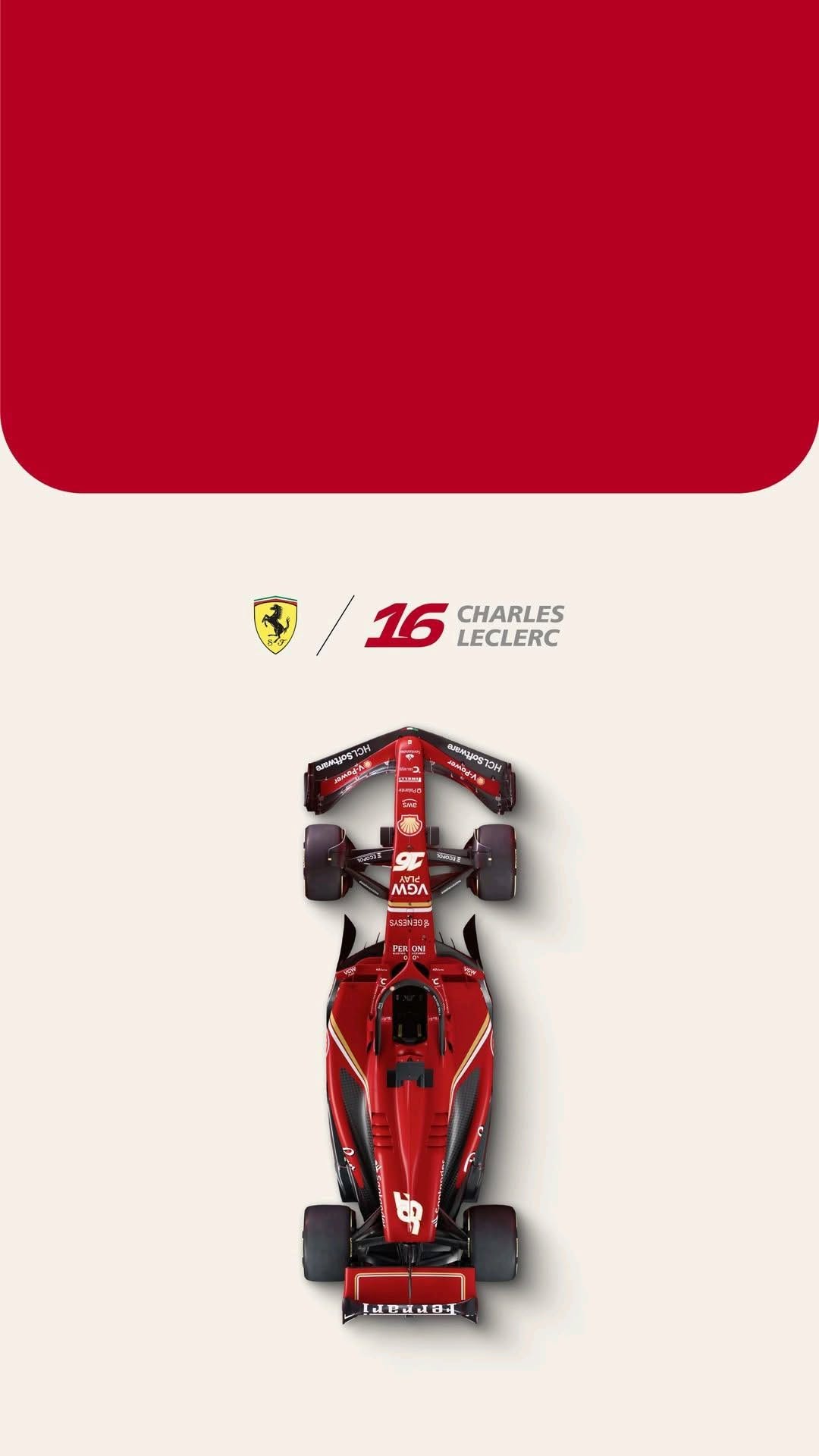 the ferrari racing car is shown in red and white, as well as an image of its