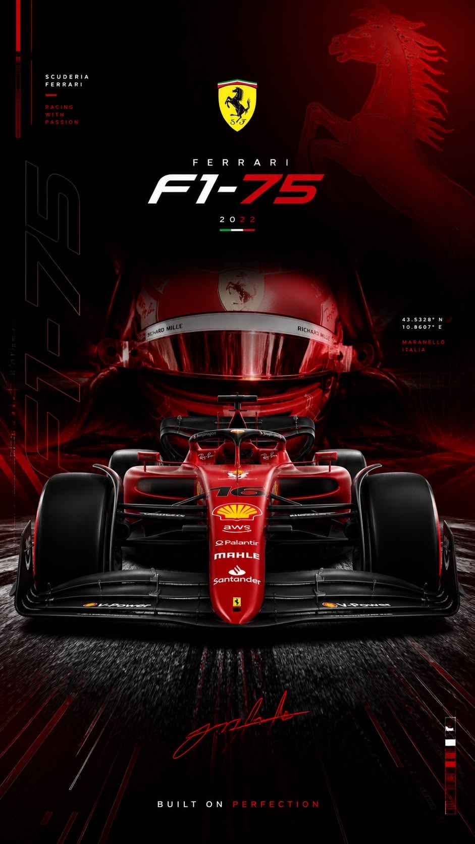 the new ferrari car is shown in this advertisement