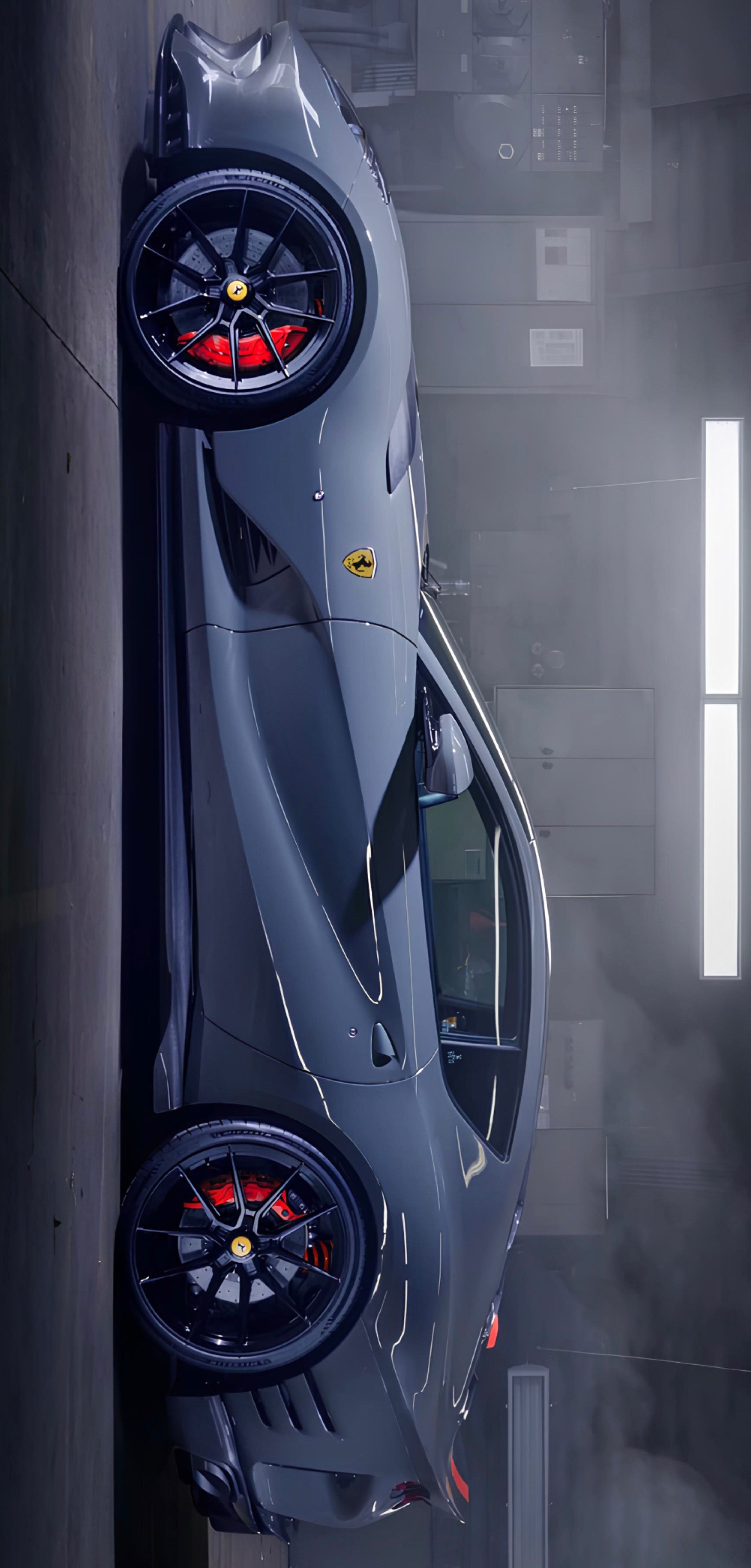 the top view of a sports car with wheels on it