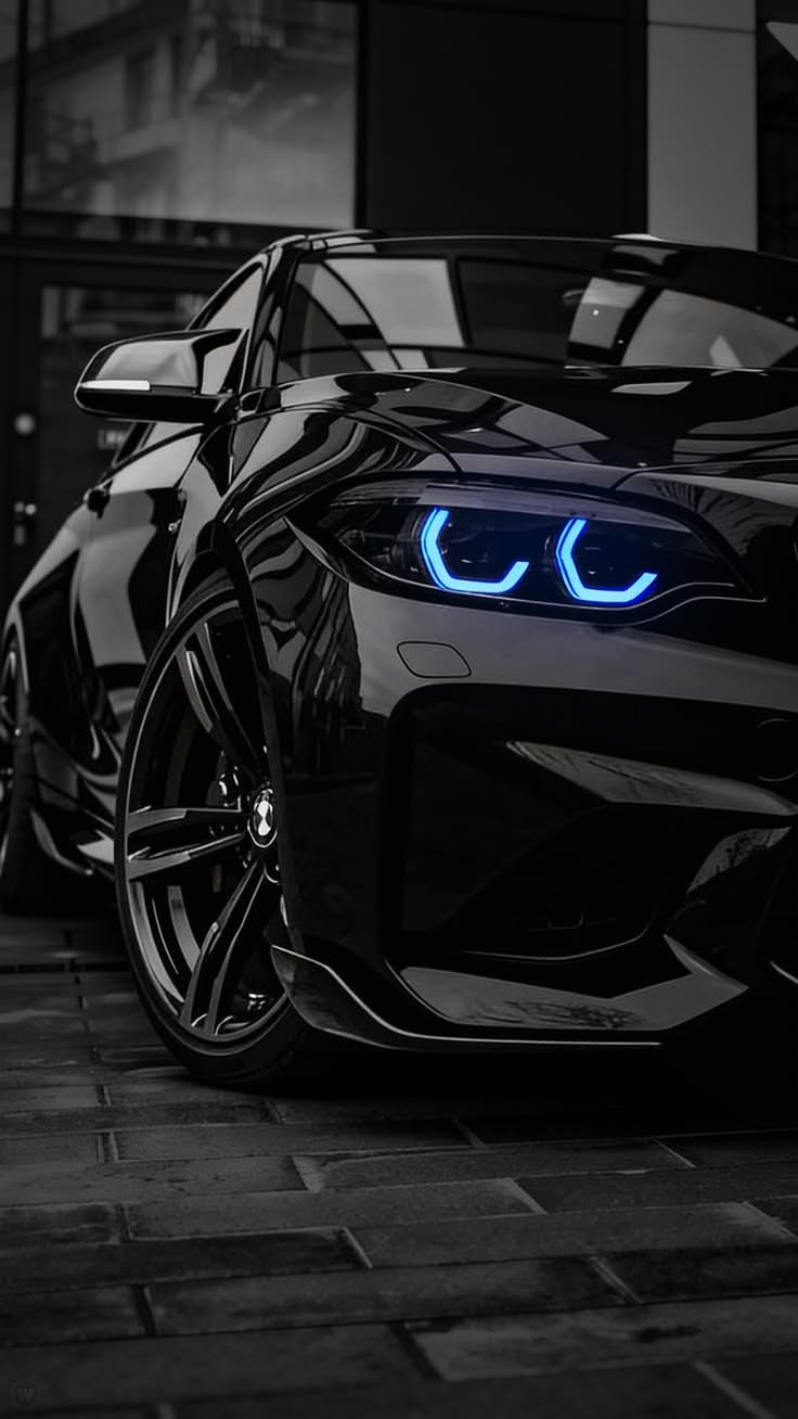 two cars with glowing eyes are parked side by side